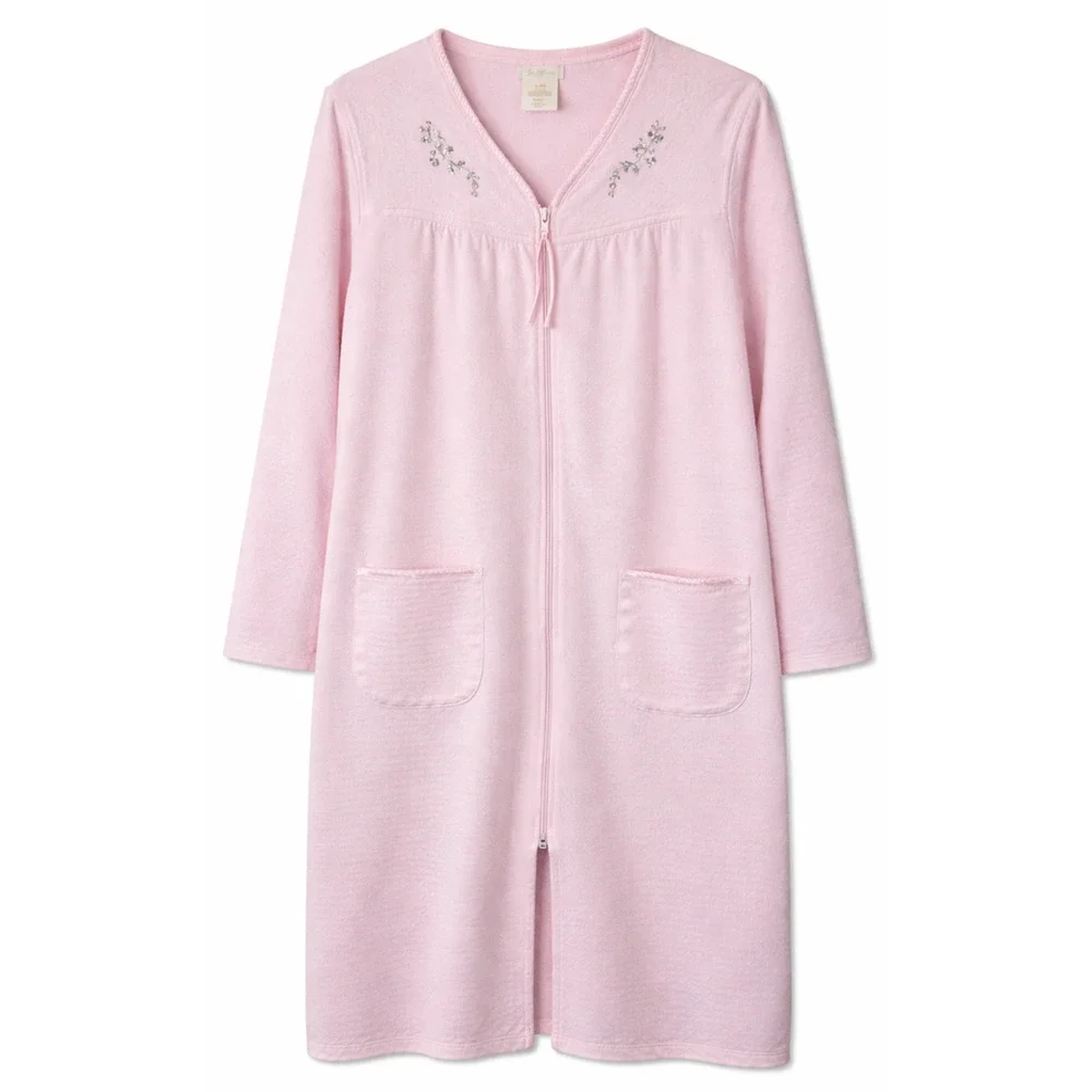 Secret Treasures Womens Sleep Set L Nightgown + XL Robe Pink Floral Embroidery